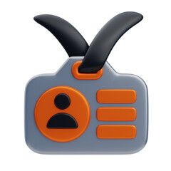 Id Card 3D Icon. ID card of worker or employee 3D icon