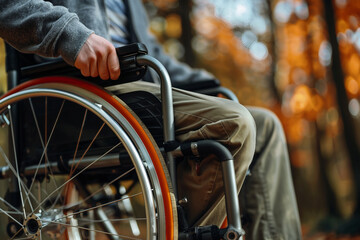 AI generated picture of disabled man sitting in wheelchair on street