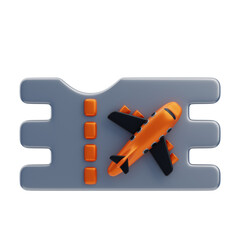 Air Plane Ticket 3D Icon. Boarding Pass 3D Icon