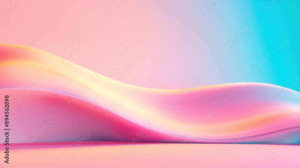 Poster a vibrant abstract wave pattern with pastel colors, creating a soothing and modern visual experience