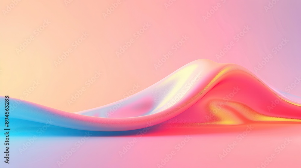 Poster a vibrant, flowing abstract design featuring soft gradients in pink and blue, creating a calming and