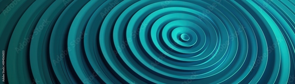 Poster abstract circular patterns in turquoise shades creating a wave-like effect, perfect for backgrounds 