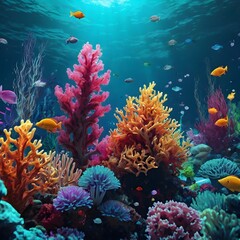 Fototapeta premium Imaginative colorful illustration of cute fantasy under water 