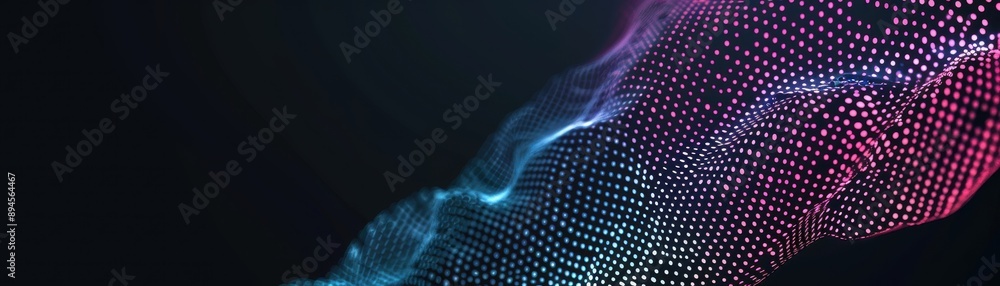 Aufkleber abstract wave of colorful dots creating a dynamic pattern against a dark background, representing te