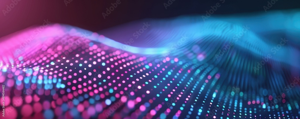 Aufkleber abstract wave of vibrant digital dots creating a dynamic visual experience, ideal for tech and media