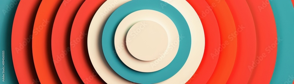 Poster colorful circular layers create a modern abstract design featuring bold tones and smooth textures, i
