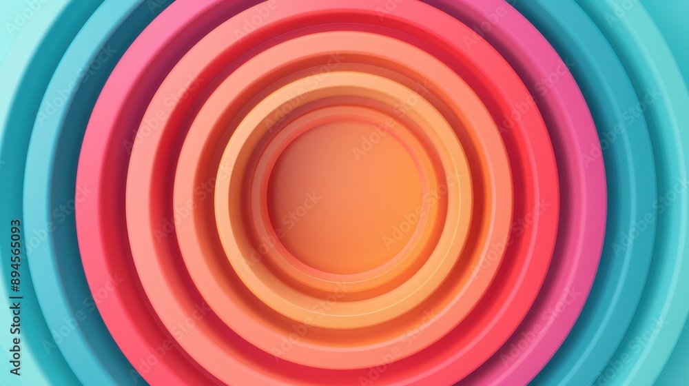 Poster colorful concentric circles create a vibrant and dynamic design, perfect for backgrounds and modern 