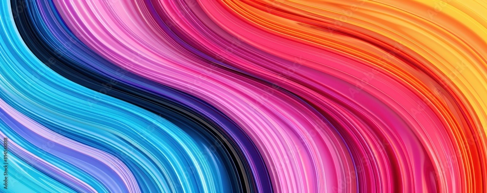 Poster vibrant abstract waves of color blending seamlessly, creating an energetic and dynamic visual experi