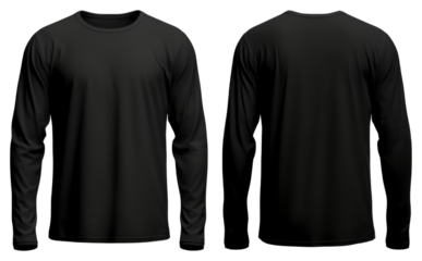 Blank black long sleeve mockup clothing apparel t-shirt.