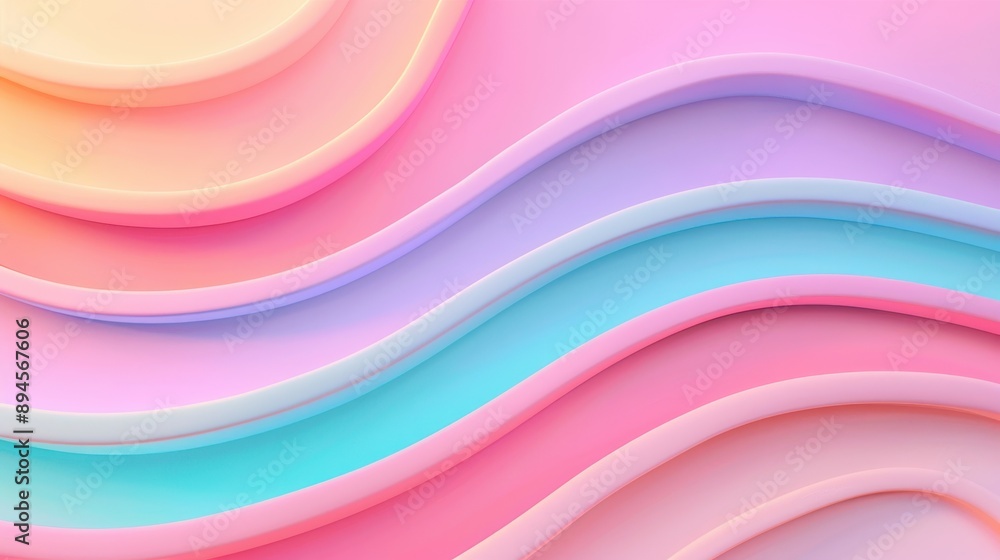 Poster vibrant wave patterns showcase a blend of pastel colors, creating a soothing and modern design perfe