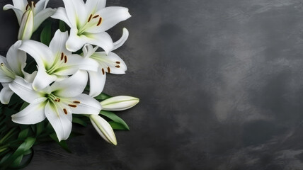 Solemn Floral Tribute: White Lilies in Mourning Concept
