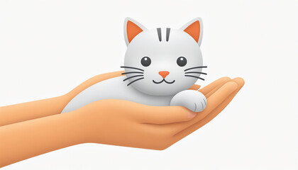 Fototapeta premium cat being gently petted by a human hand, showcasing a moment of affection and care.