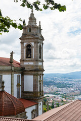 Panorama view of Braga as seen from up the hill behind the Sanctuary of Bom Jesus do Monte. Taken in Portugal in July 2024