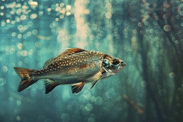 Fototapeta premium Close up image of a fish with distinctive spots swimming in a serene aquatic environment