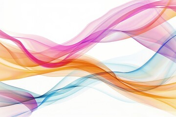 Dynamic Abstract Composition of Solid Colorful Curved Flowing Lines on Clean White Background