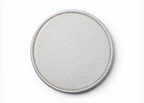 Isolated rounded embroidered patch mockup with clear circular stitches on a blank white background, awaiting custom icon or logo design, ideal for branding and apparel.