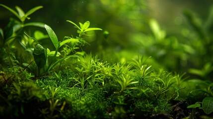 Obraz premium Green Moss Background: Product Display and Dark Forest Themes