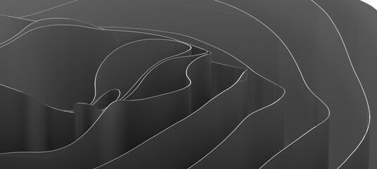 Abstract black and white curves create a mesmerizing visual illusion