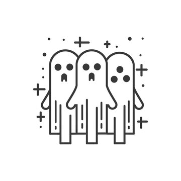 three simple ghosts halloween design clip art preview