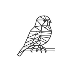 Geometric Bird Perched on a Branch