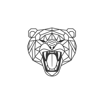 recommend clip art: Geometric Bear Roars with Its Mouth Open and Tongue Out