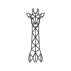 Obraz premium Geometric Giraffes Profile is Rendered in Black Lines