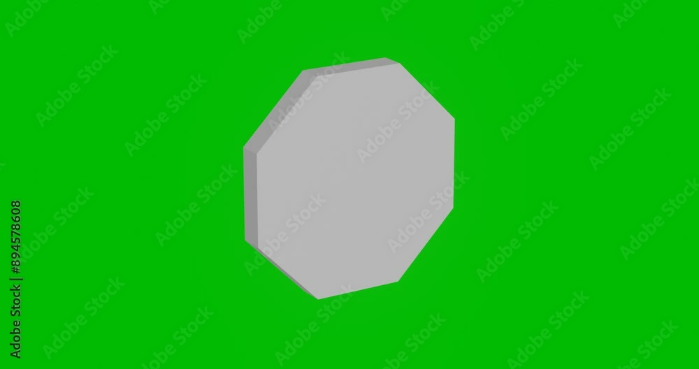 Poster animation of rotation of a white octagon symbol with shadow. simple and complex rotation. seamless l