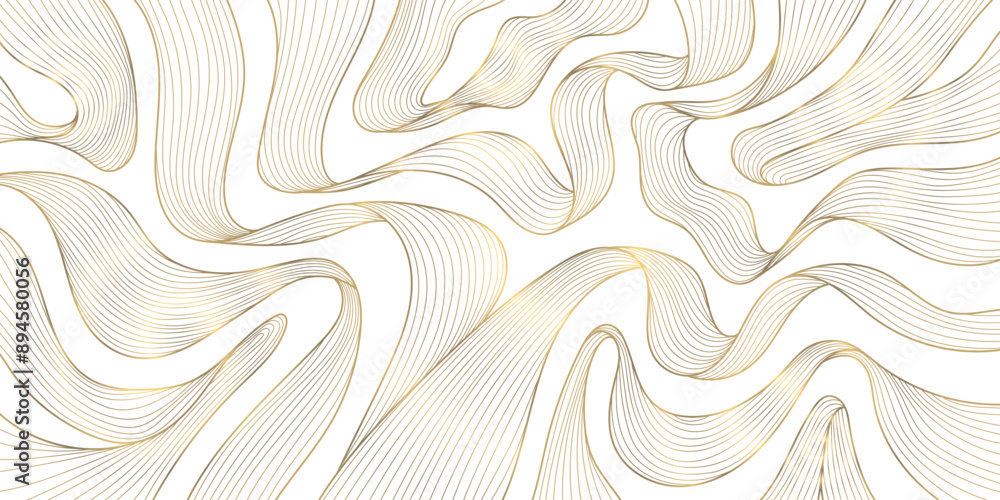 Aufkleber vector gold on white line wave background, premium wave ribbons illustration. abstract curve graphic
