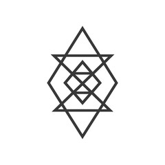 Geometric shapes intersect to create a unique design