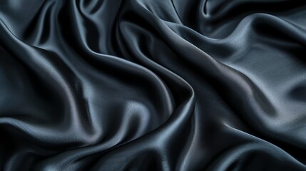 Obraz premium A close-up image of a soft, flowing, dark blue satin fabric.