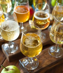 Obraz premium Selection of Craft Ciders in Glasses