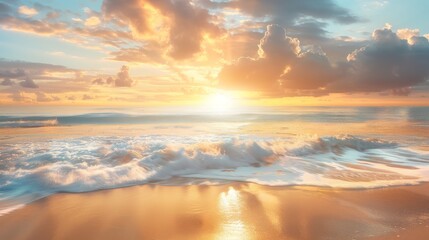 Fototapeta premium Idyllic Sunset on Beach for Exotic Summer Vacation Concepts