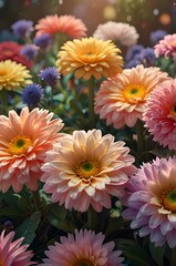 Fototapeta premium red and yellow chrysanthemums
