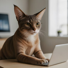 cat with laptop