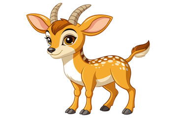 Fototapeta premium Vector of Cartoon deer with big eyes and spotted fur, standing gracefully, perfect for children's educational content