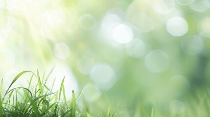 Spring or Summer Nature Background: Creative Banner with Grass and Copy Space