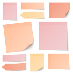 Set Verschiedene Haftnotizen Helles Orange Rosa Pink Gelb