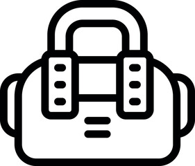 Simple thick line icon of a big travel bag closed with zippers