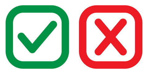 Check mark icon and X mark symbol