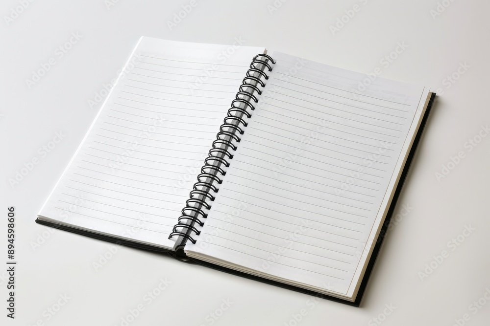 Poster open spiral notebook with blank lined pages for writing