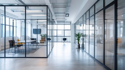 Obraz premium Modern Office Interior with Glass Partitions