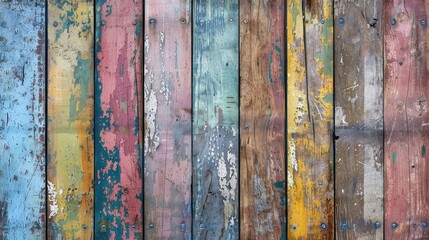 Textured colorful aged wood backdrop