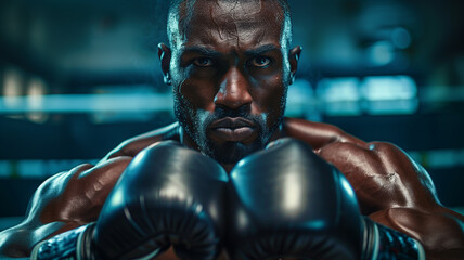 Black man doing boxer readying for a fight