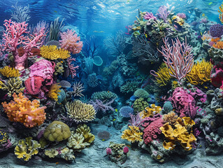 Fototapeta premium A Vibrant Coral Reef Ecosystem Underwater