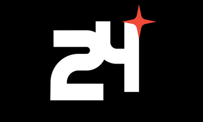 24 Star Logo Orange Modern Light Simple