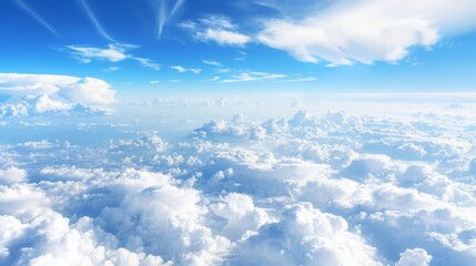 Fototapeta premium Vibrant Blue Sky from Airplane Window: Ample Space for Creative Use or Text Overlay