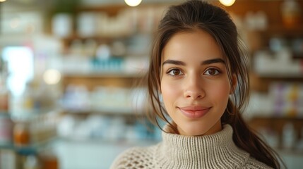 Professional Hispanic Pharmacist Organizing Shelves in Pharmacy