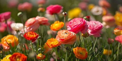 Fototapeta premium Colorful Ranunculus Flowers in Bloom
