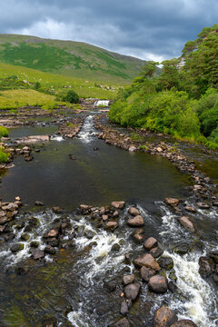 Small waterfall in a mountain river in Ireland