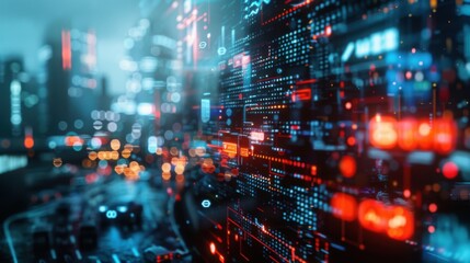 A cityscape with a lot of lights and a lot of reds